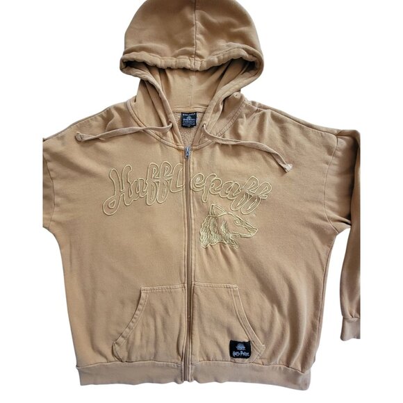 Harry Potter Wizarding World x BoxLunch Exclusive Hufflepuff Zip Tan Hoodie Sz L - Picture 3 of 7
